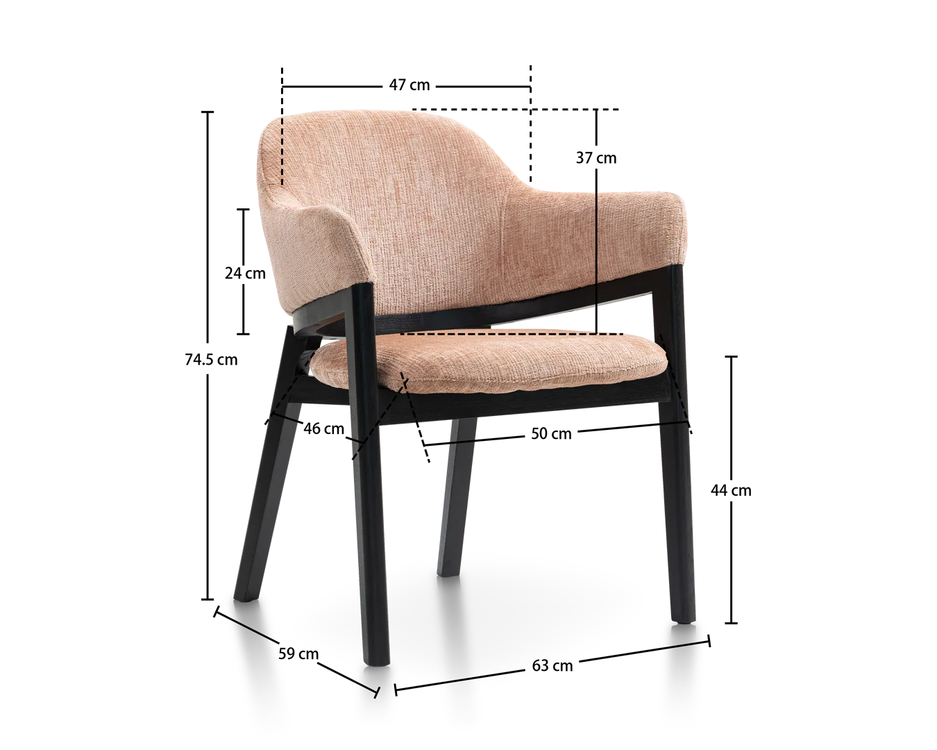 Wooden Chair Roswell - Black / Pink