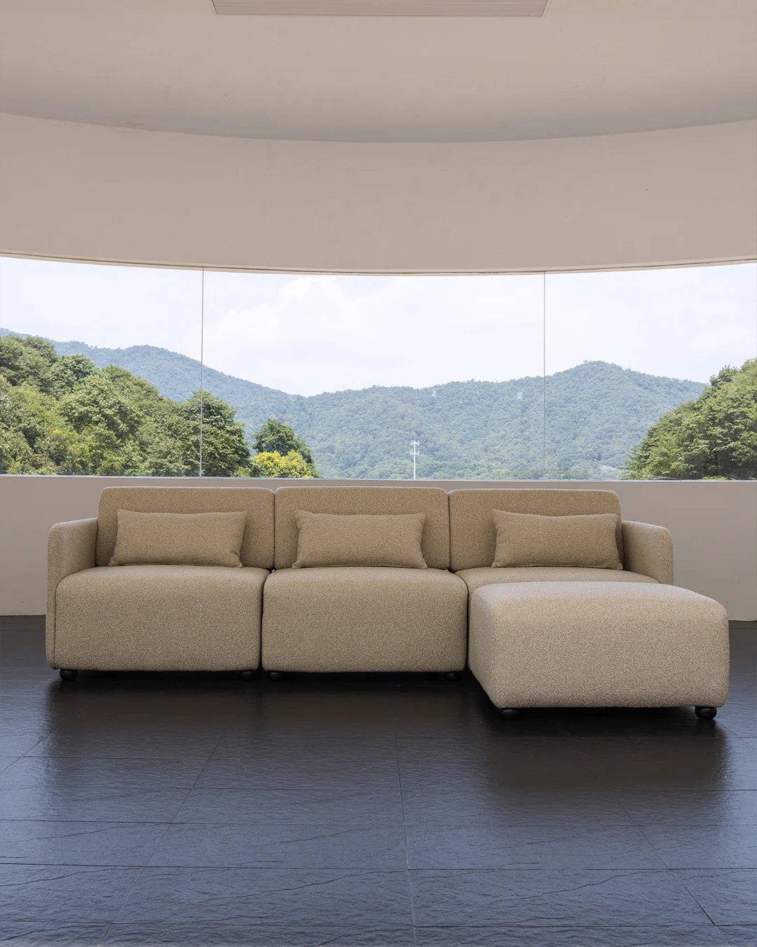 Abstracta Sofa bank drie personen - Beige (Met Ottoman)